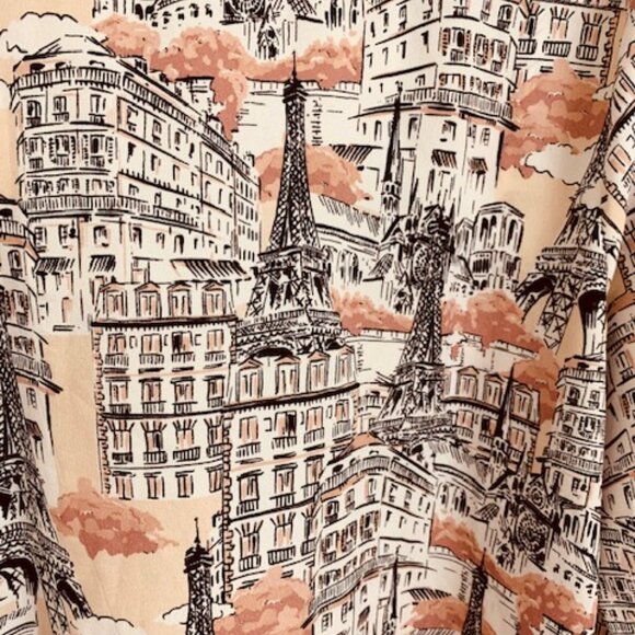 KARL LAGERFELD PARIS Size Large Paris PRINT SHIRT ROLL UP SLEEVE - Picture 5 of 13